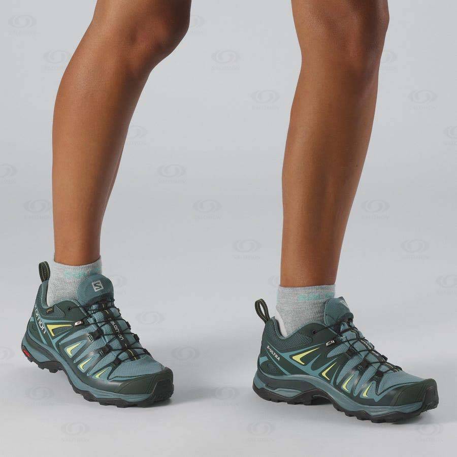 Dámské Trekové Boty Salomon X ULTRA 3 GORE-TEX Zelene | CZ-L1886