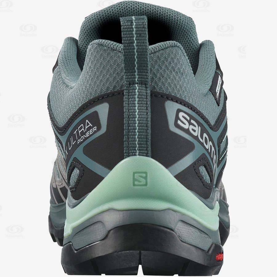 Dámské Trekové Boty Salomon X ULTRA PIONEER CLIMASALOMON™ WATERPROOF Zelene | CZ-W2190