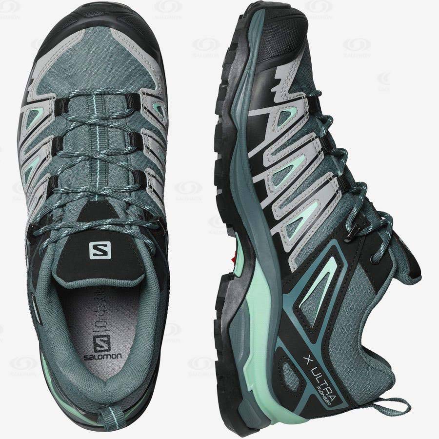 Dámské Trekové Boty Salomon X ULTRA PIONEER CLIMASALOMON™ WATERPROOF Zelene | CZ-W2190