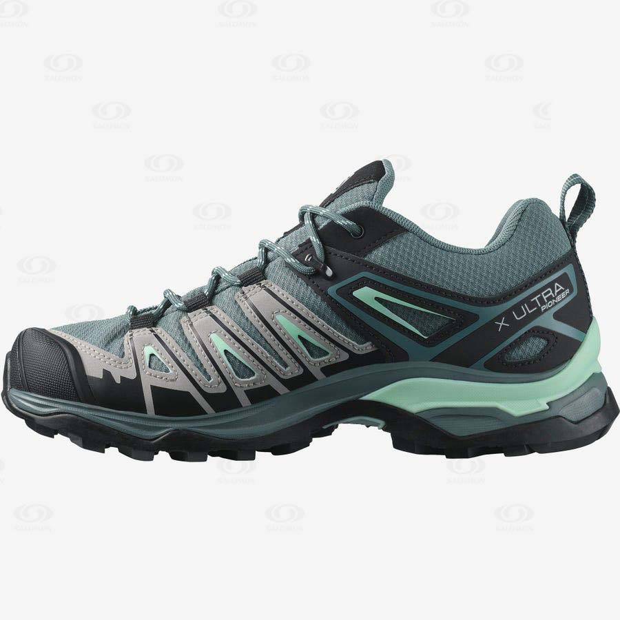 Dámské Trekové Boty Salomon X ULTRA PIONEER CLIMASALOMON™ WATERPROOF Zelene | CZ-W2190