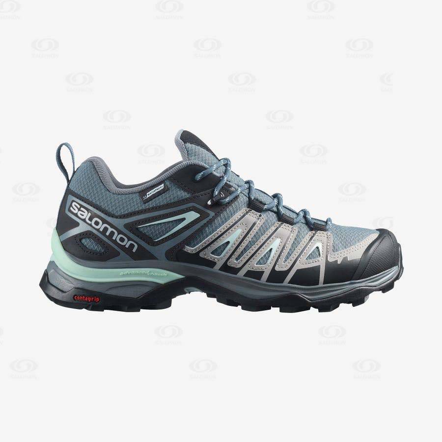 Dámské Trekové Boty Salomon X ULTRA PIONEER CLIMASALOMON™ WATERPROOF Zelene | CZ-W2190