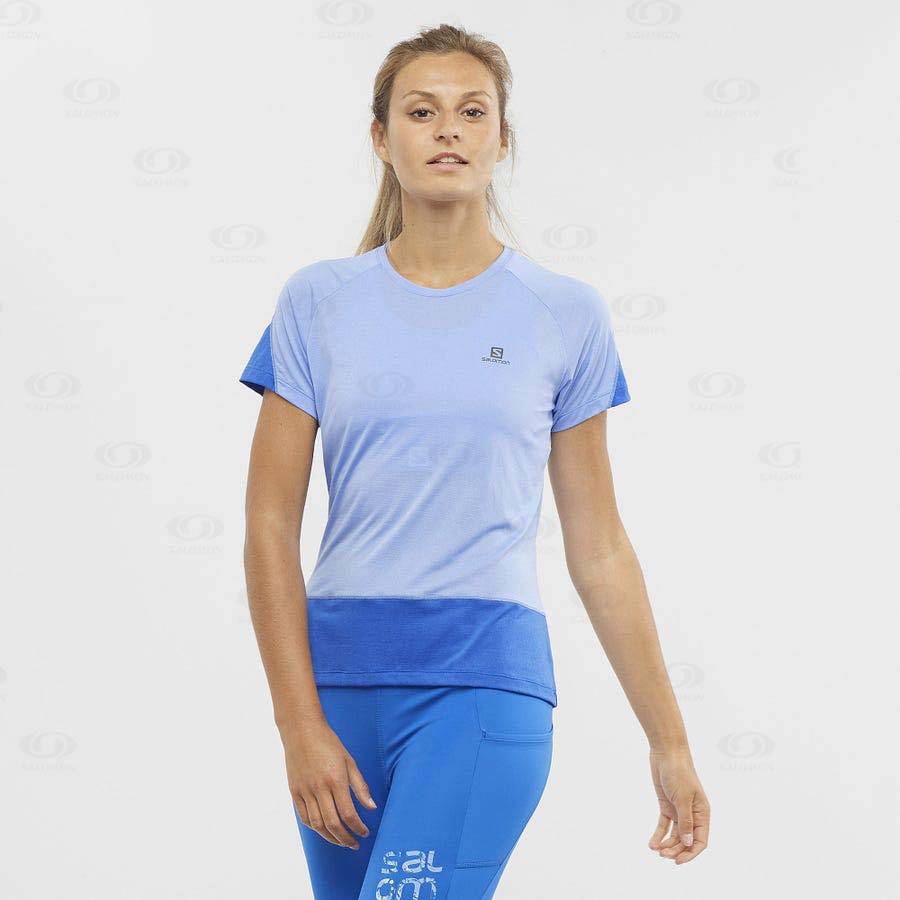 Dámské Tričko Salomon CROSS RUN Blankyt | CZ-O1803