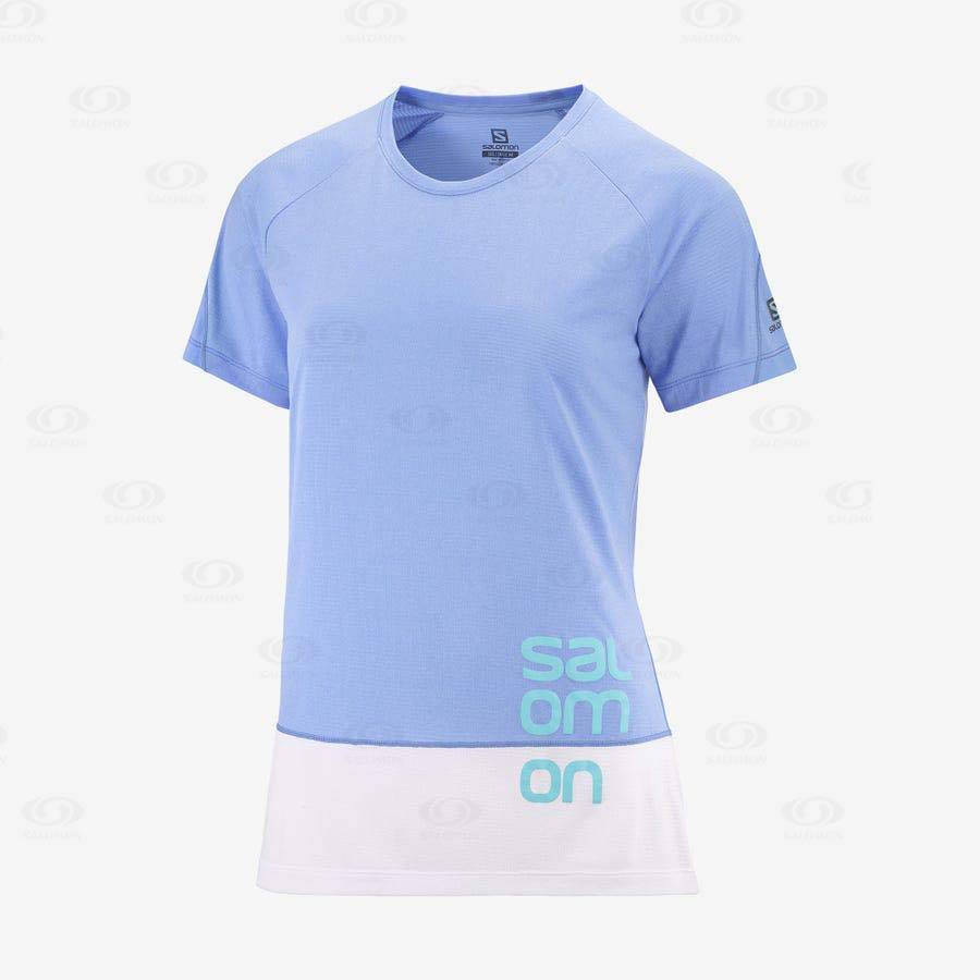 Dámské Tričko Salomon CROSS RUN GRAPHIC Bílé Blankyt | CZ-S1331