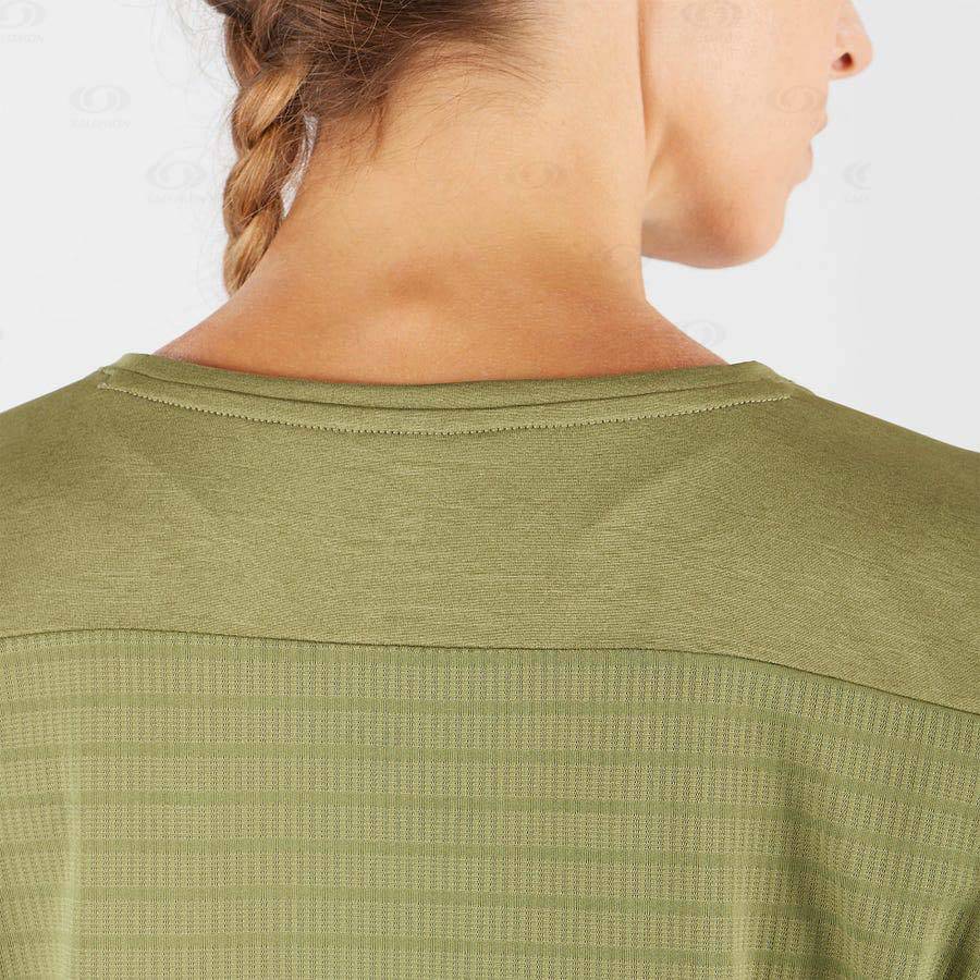 Dámské Tričko Salomon OUTLINE SUMMER Olivy Zelené | CZ-O2239