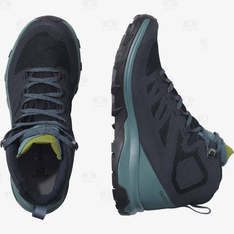 Dámské Turistické Boty Salomon OUTLINE MID GORE-TEX Černé Zelene | CZ-W1370