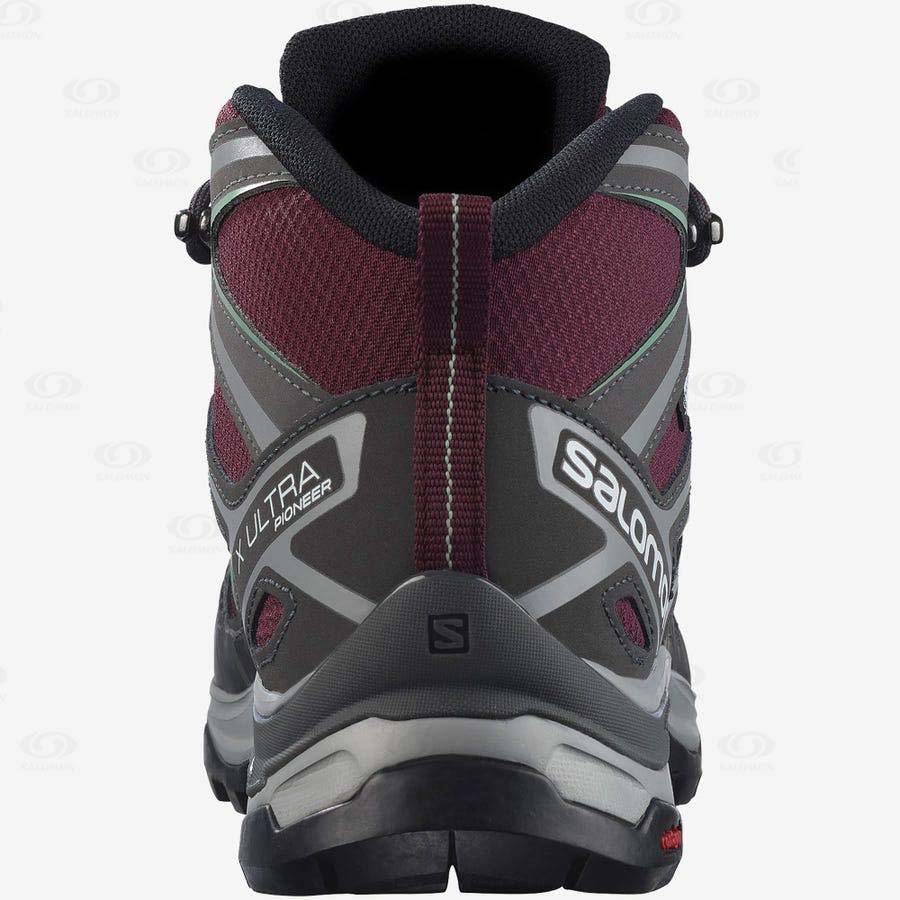 Dámské Turistické Boty Salomon X ULTRA PIONEER MID CLIMASALOMON™ WATERPROOF Červené | CZ-O1357