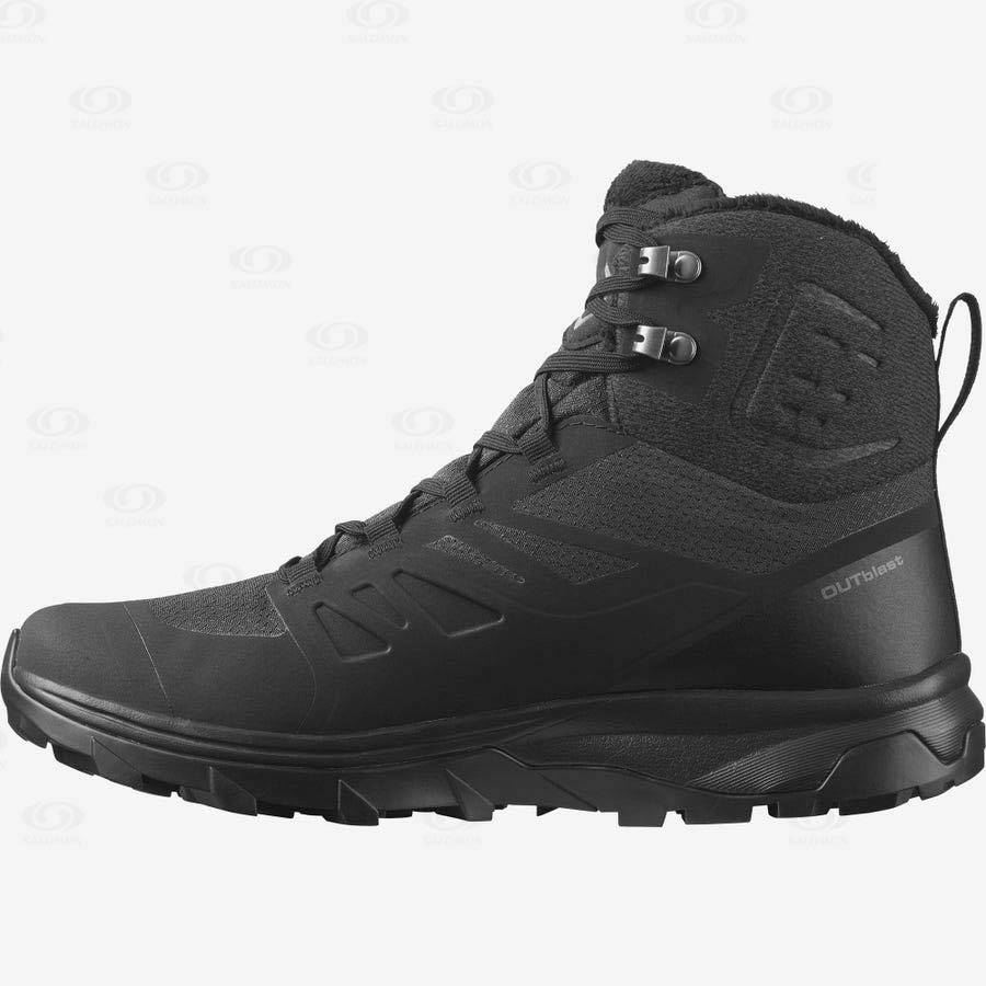 Dámské Zimní Boty Salomon OUTBLAST THINSULATE™ CLIMASALOMON™ WATERPROOF Černé | CZ-S2038
