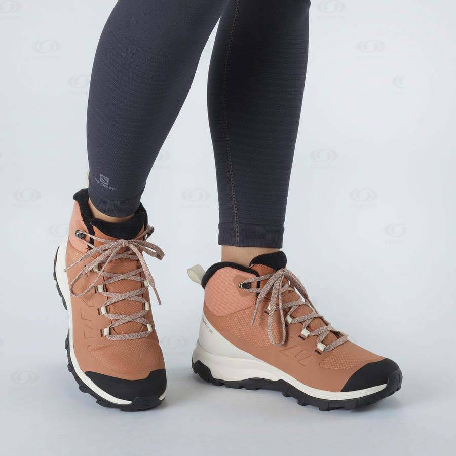 Dámské Zimní Boty Salomon OUTSNAP CLIMASALOMON™ WATERPROOF Béžový | CZ-M1888
