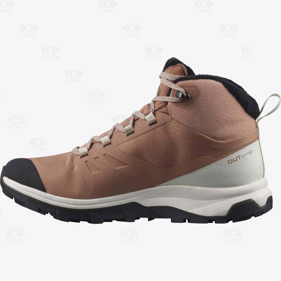 Dámské Zimní Boty Salomon OUTSNAP CLIMASALOMON™ WATERPROOF Béžový | CZ-M1888