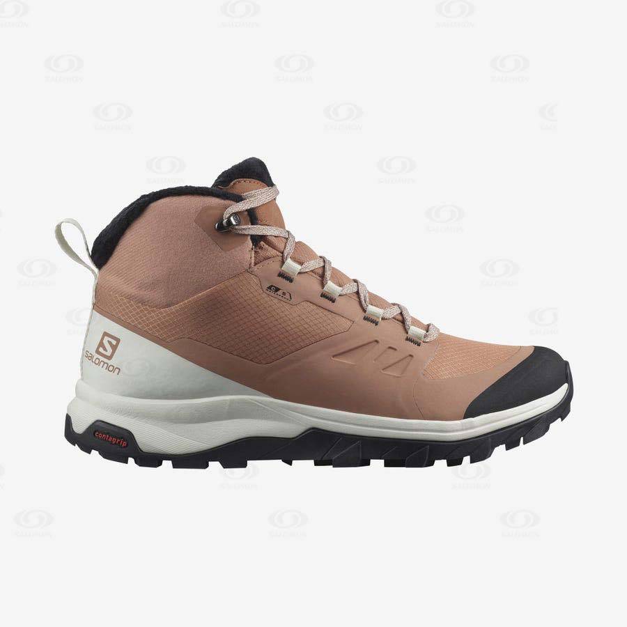 Dámské Zimní Boty Salomon OUTSNAP CLIMASALOMON™ WATERPROOF Béžový | CZ-M1888