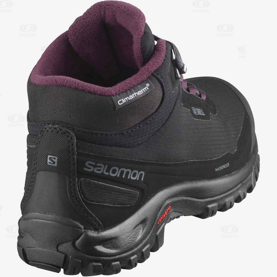 Dámské Zimní Boty Salomon SHELTER CLIMASALOMON™ WATERPROOF Černé | CZ-S1814