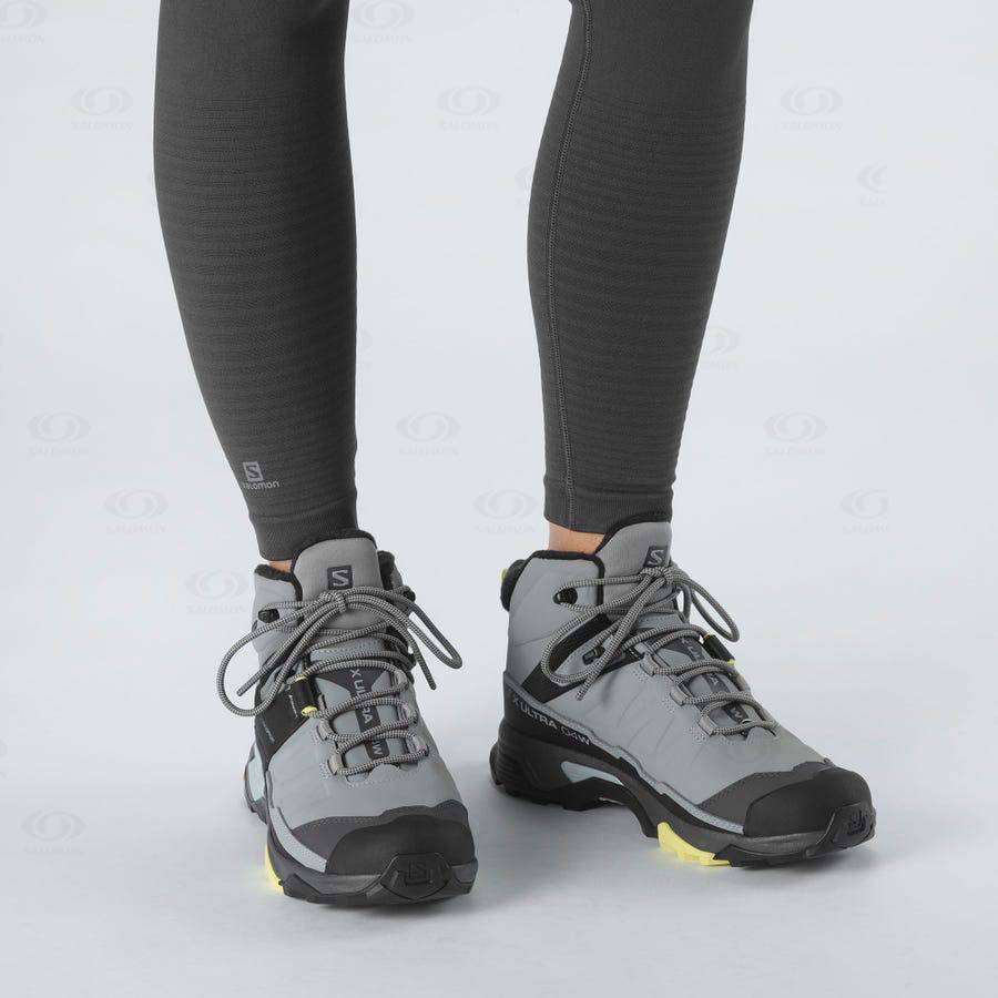 Dámské Zimní Boty Salomon X ULTRA 4 MID WINTER THINSULATE™ CLIMASALOMON™ WATERPROOF Šedé | CZ-O2148