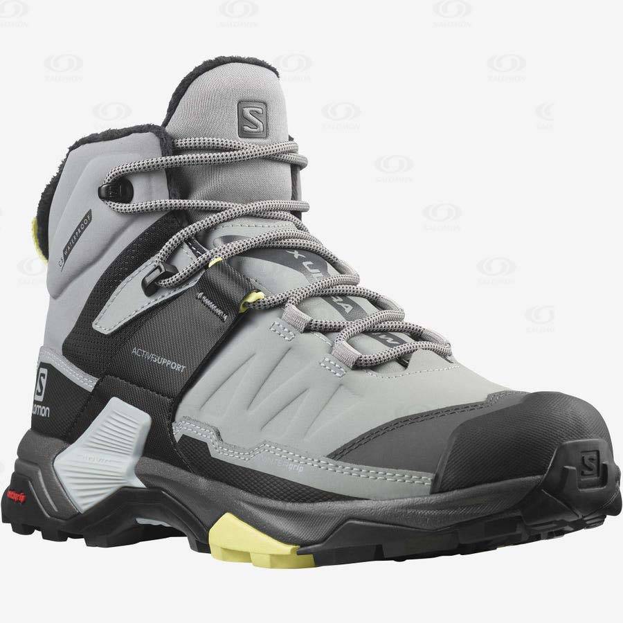 Dámské Zimní Boty Salomon X ULTRA 4 MID WINTER THINSULATE™ CLIMASALOMON™ WATERPROOF Šedé | CZ-O2148