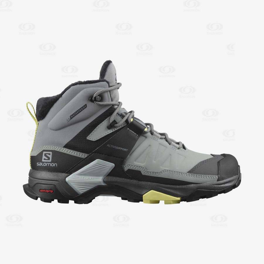 Dámské Zimní Boty Salomon X ULTRA 4 MID WINTER THINSULATE™ CLIMASALOMON™ WATERPROOF Šedé | CZ-O2148