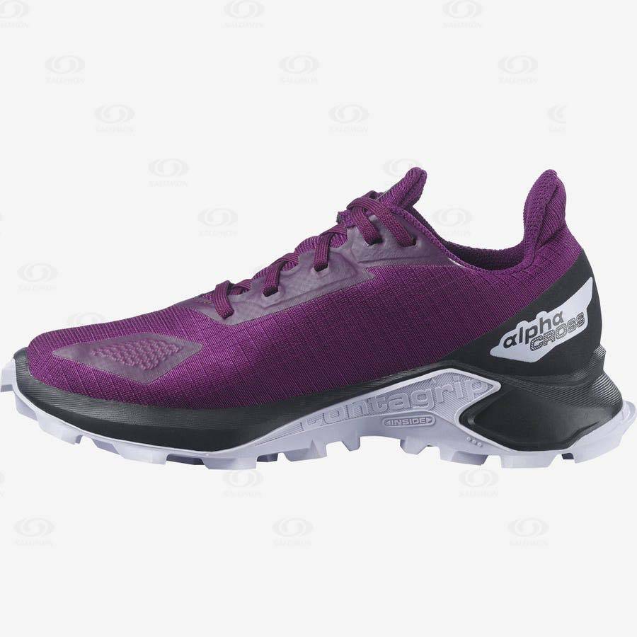 Dětské Trailové Běžecké Boty Salomon ALPHACROSS BLAST CLIMASALOMON™ WATERPROOF Fialové | CZ-L2467