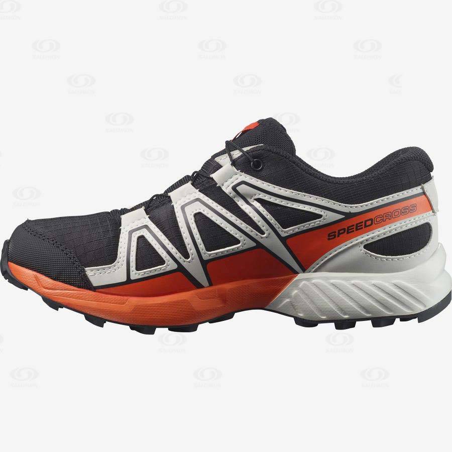 Dětské Trailové Běžecké Boty Salomon SPEEDCROSS CLIMASALOMON™ WATERPROOF Černé Růžové | CZ-S1534
