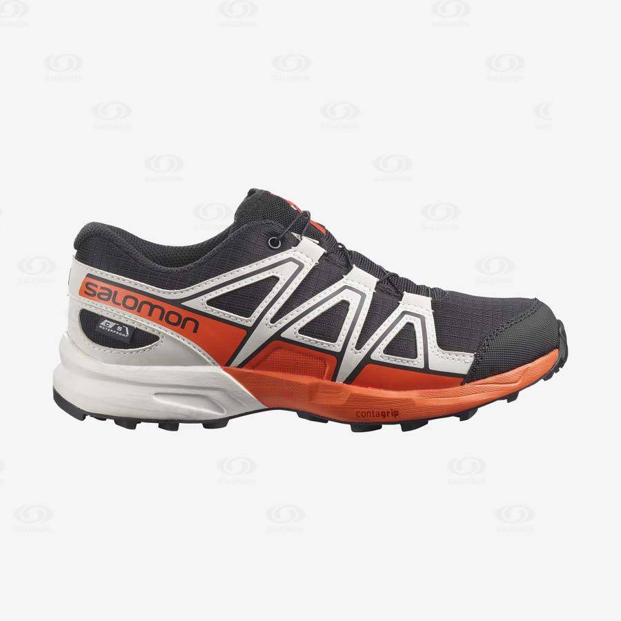 Dětské Trailové Běžecké Boty Salomon SPEEDCROSS CLIMASALOMON™ WATERPROOF Černé Růžové | CZ-S1534