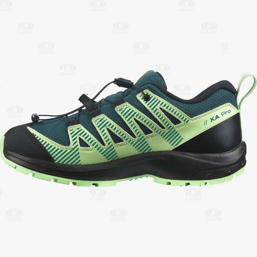 Dětské Trailové Běžecké Boty Salomon XA PRO V8 CLIMASALOMON™ WATERPROOF Zelene | CZ-M1531
