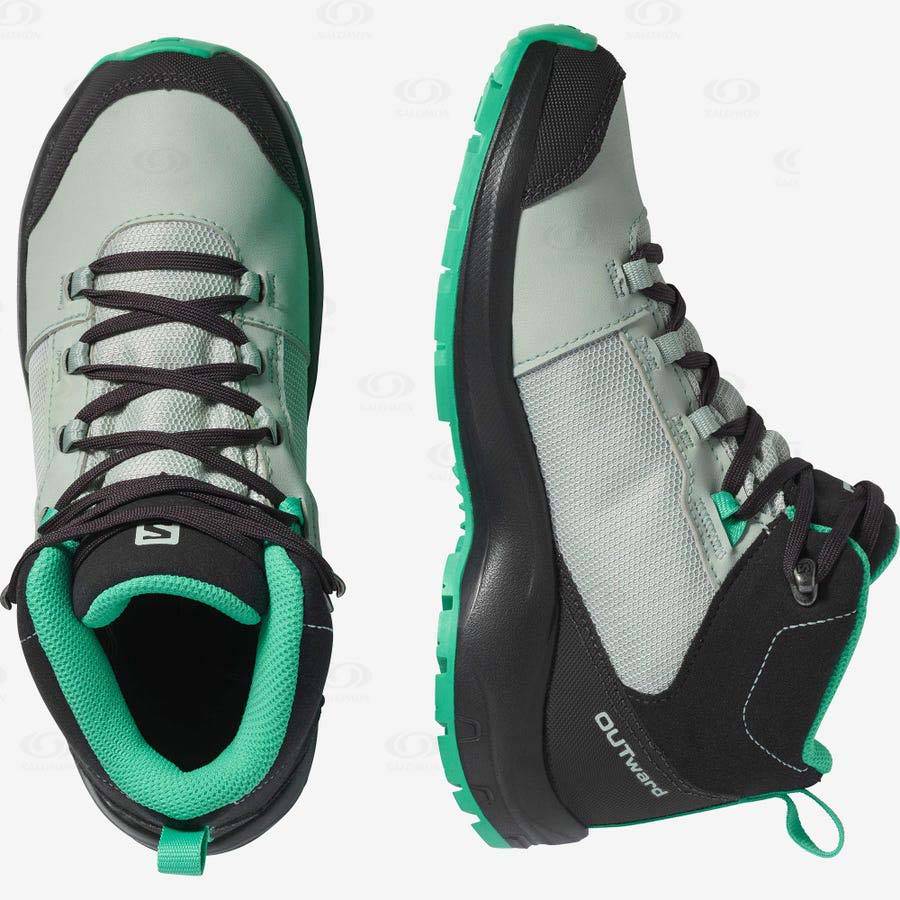 Dětské Trekové Boty Salomon OUTWARD CLIMASALOMON™ WATERPROOF Mátově Zelená | CZ-L1144