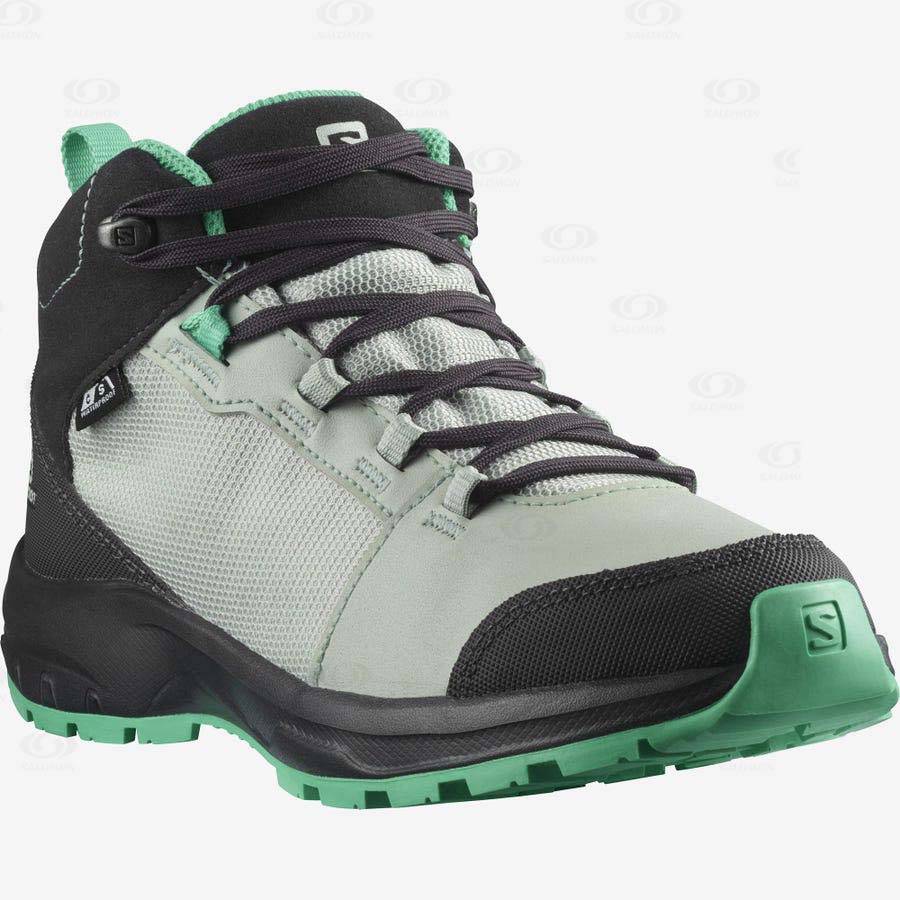 Dětské Trekové Boty Salomon OUTWARD CLIMASALOMON™ WATERPROOF Mátově Zelená | CZ-L1144