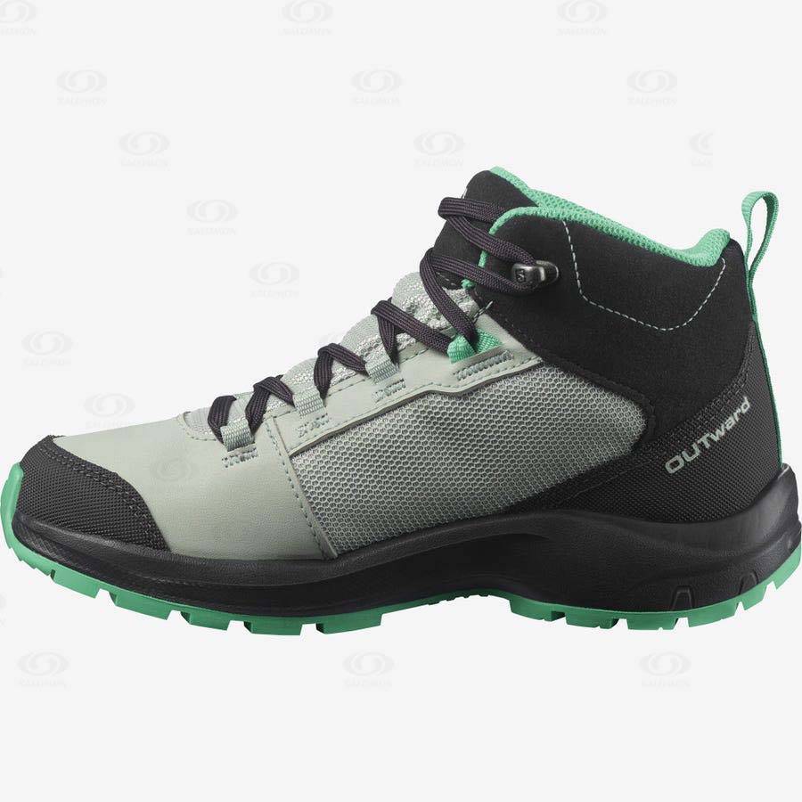 Dětské Trekové Boty Salomon OUTWARD CLIMASALOMON™ WATERPROOF Mátově Zelená | CZ-L1144