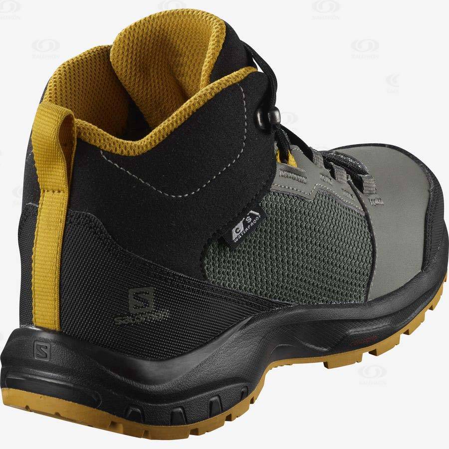 Dětské Trekové Boty Salomon OUTWARD CLIMASALOMON™ WATERPROOF Olivy Zelené | CZ-W3560