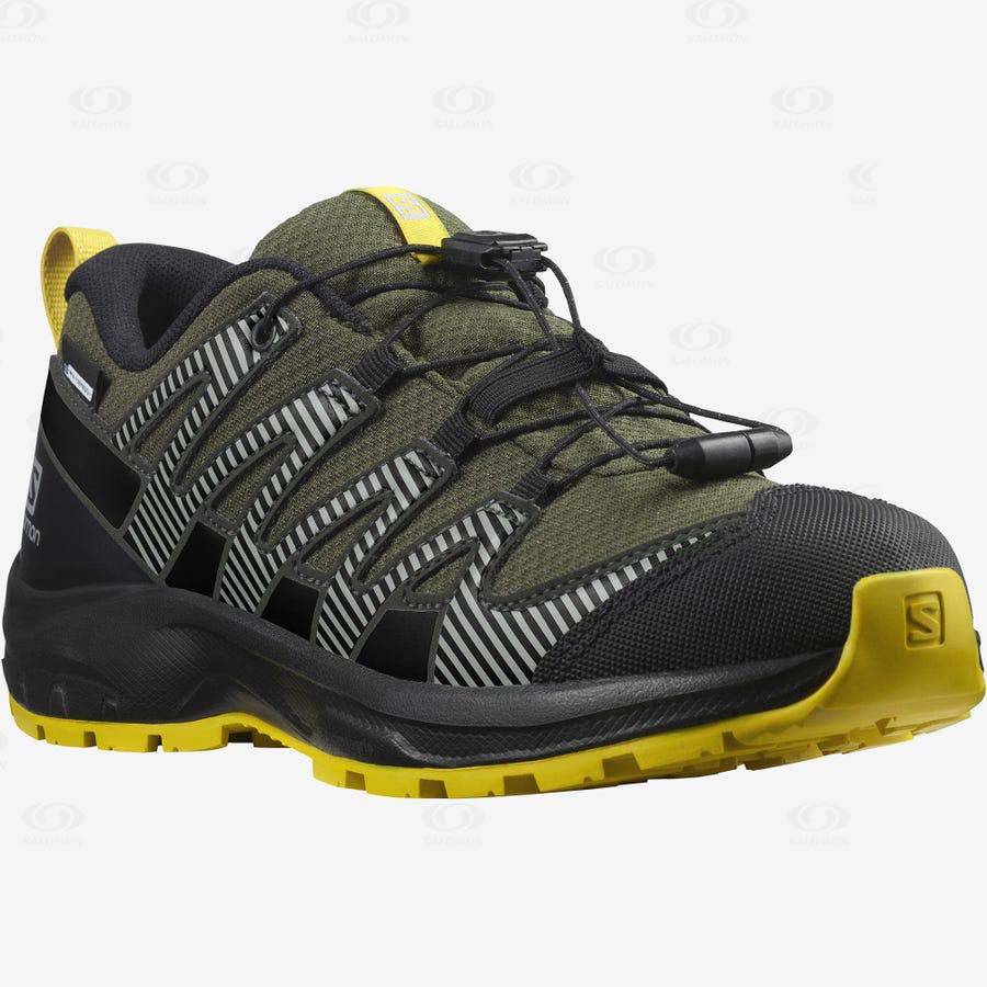 Dětské Trekové Boty Salomon XA PRO V8 CLIMASALOMON™ WATERPROOF Olivy Zelené | CZ-O2162