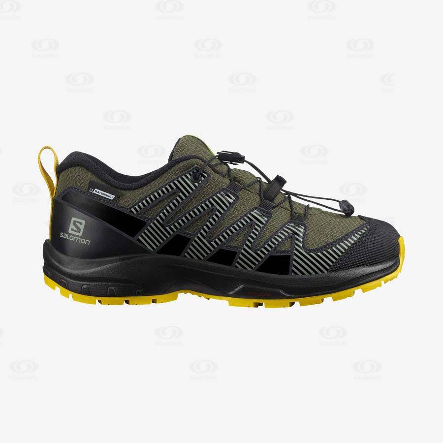 Dětské Trekové Boty Salomon XA PRO V8 CLIMASALOMON™ WATERPROOF Olivy Zelené | CZ-O2162