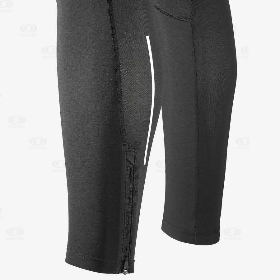 Pánské Běžecké Tighty Salomon AGILE LONG Černé Žluté | CZ-S1324
