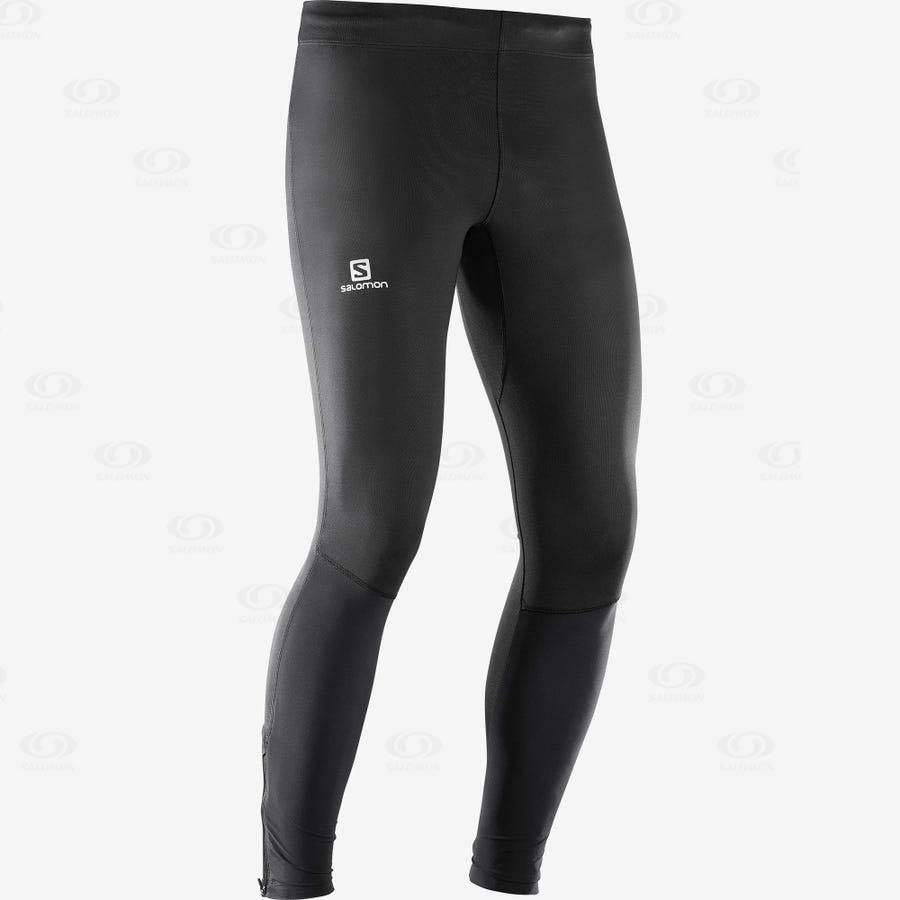 Pánské Běžecké Tighty Salomon AGILE LONG Černé Žluté | CZ-S1324