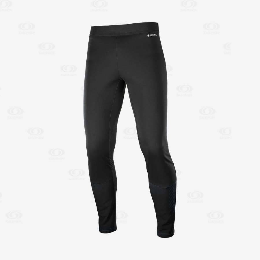 Pánské Běžecké Tighty Salomon GORE TEX INFINIUM™ WINDSTOPPER® Černé | CZ-O1588