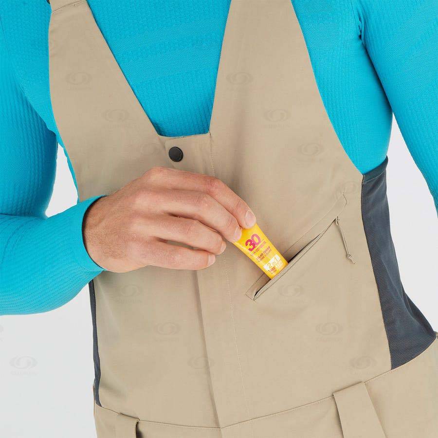 Pánské Lyžařské Kalhoty Salomon STANCE 3L BIB Béžový | CZ-L1592
