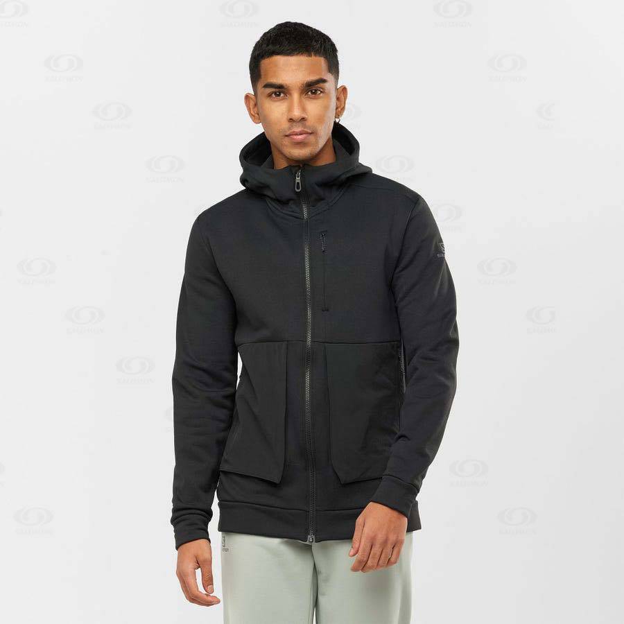 Pánské Mikiny S Kapucí Salomon ESSENTIAL WARM FLEECE Černé | CZ-A1164