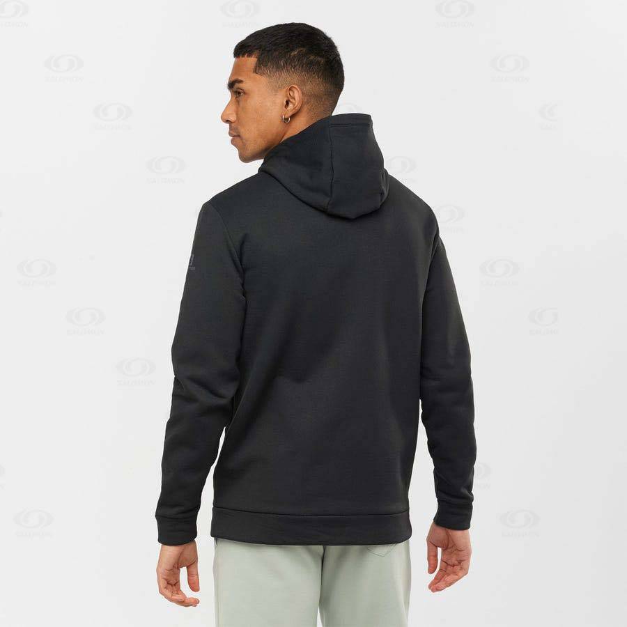 Pánské Mikiny S Kapucí Salomon ESSENTIAL WARM FLEECE Černé | CZ-A1164