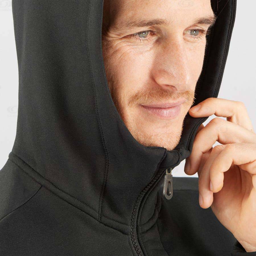 Pánské Mikiny S Kapucí Salomon ESSENTIAL WARM FLEECE Černé | CZ-A1164
