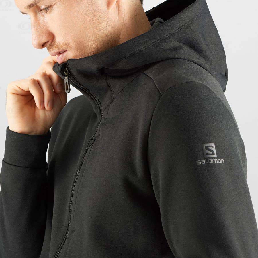 Pánské Mikiny S Kapucí Salomon ESSENTIAL WARM FLEECE Černé | CZ-A1164