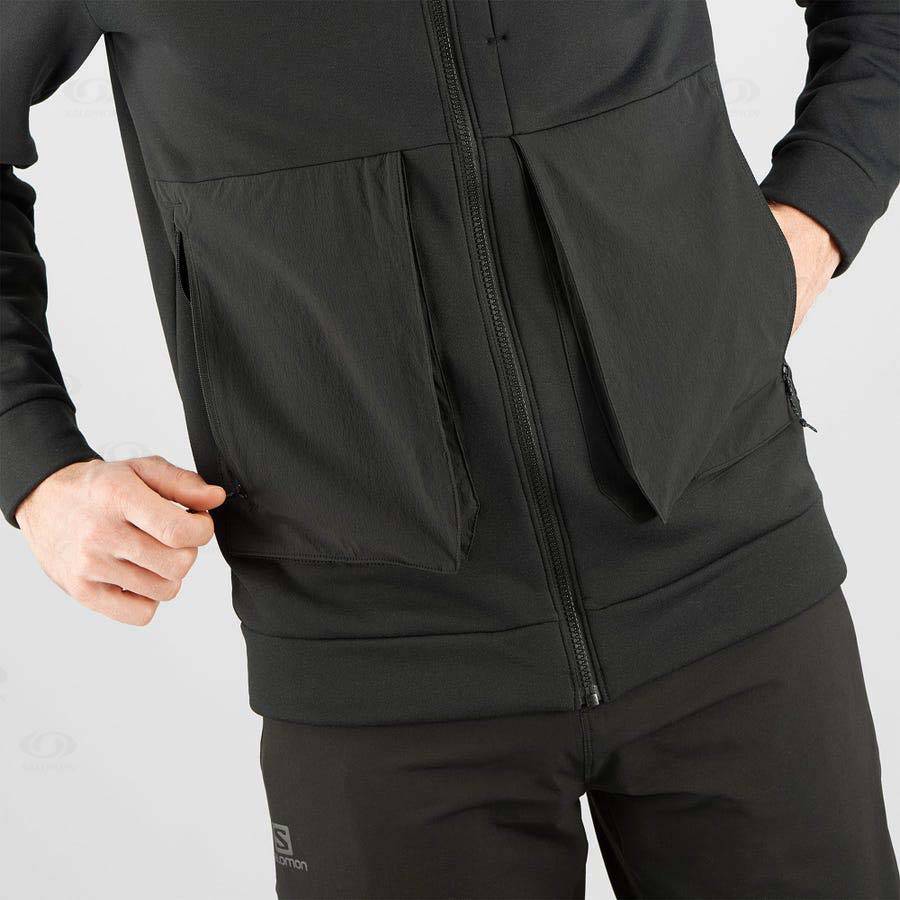 Pánské Mikiny S Kapucí Salomon ESSENTIAL WARM FLEECE Černé | CZ-A1164