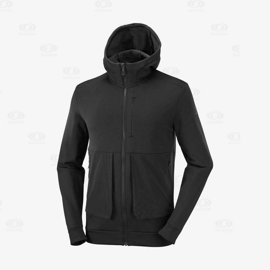 Pánské Mikiny S Kapucí Salomon ESSENTIAL WARM FLEECE Černé | CZ-A1164