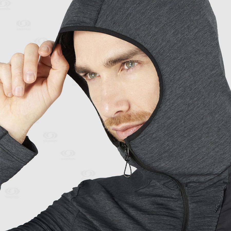 Pánské Mikiny S Kapucí Salomon ESSENTIAL LIGHTWARM HOODED Černé | CZ-A1563