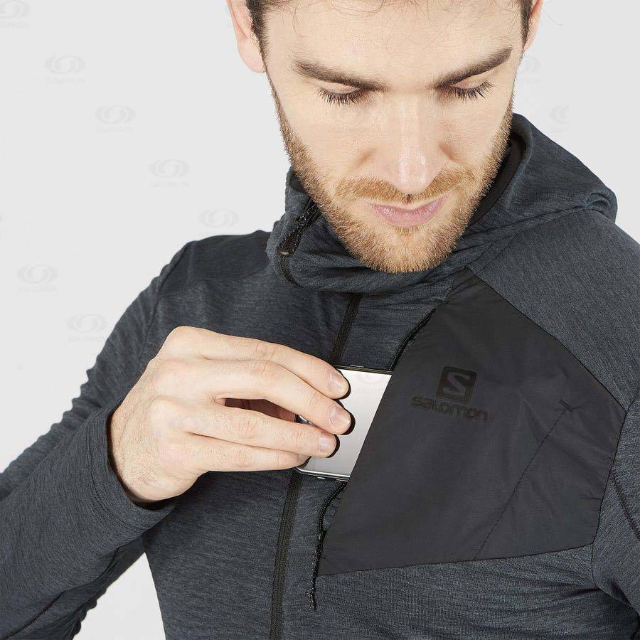 Pánské Mikiny S Kapucí Salomon ESSENTIAL LIGHTWARM HOODED Černé | CZ-A1563