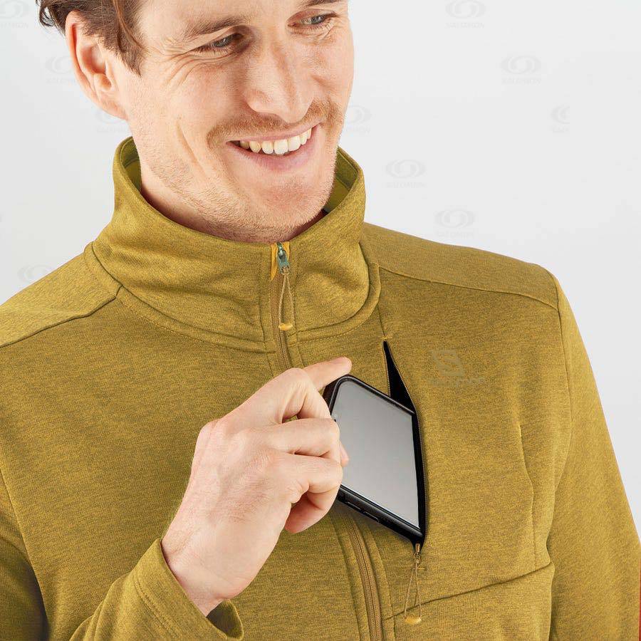 Pánské Mikiny S Kapucí Salomon ESSENTIAL LIGHTWARM HEATHER Žluté | CZ-L2369