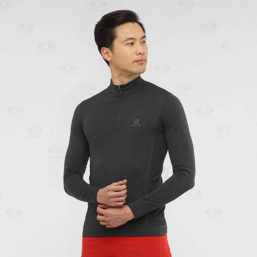 Pánské Mikiny S Kapucí Salomon ESSENTIAL SEAMLESS Černé | CZ-L2474