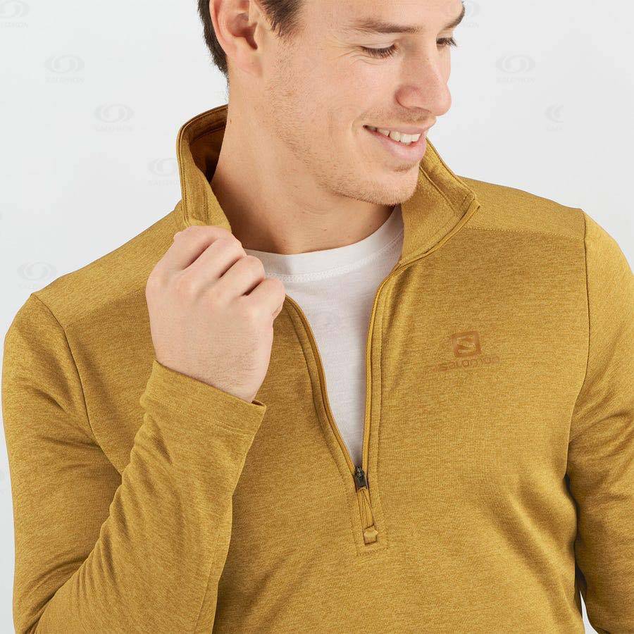 Pánské Mikiny S Kapucí Salomon ESSENTIAL LIGHTWARM SEAMLESS Žluté | CZ-O1145