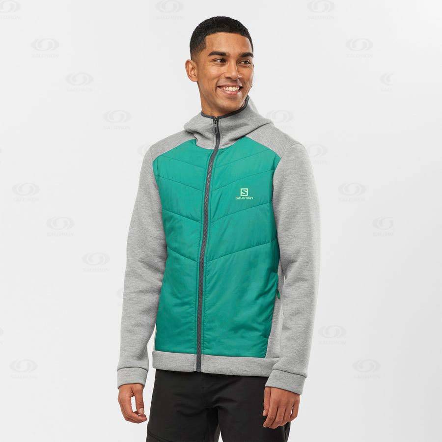 Pánské Mikiny S Kapucí Salomon ESSENTIAL XWARM HYBRID Zelene | CZ-O1348
