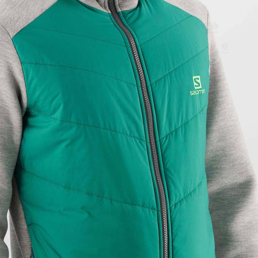 Pánské Mikiny S Kapucí Salomon ESSENTIAL XWARM HYBRID Zelene | CZ-O1348