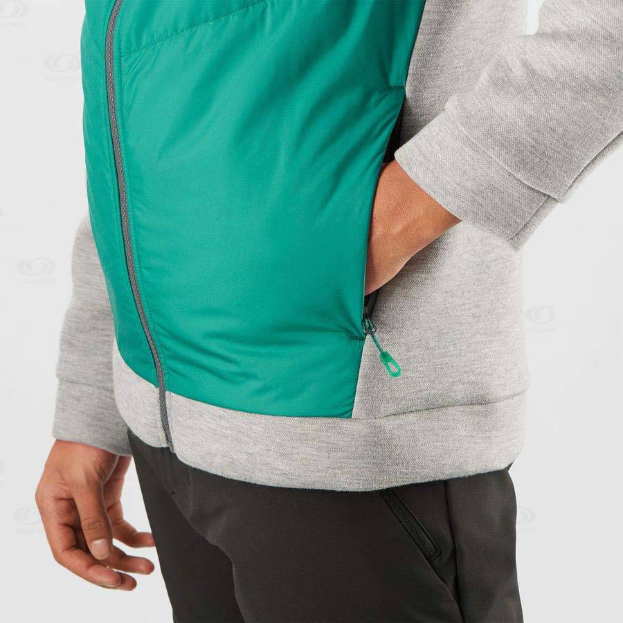 Pánské Mikiny S Kapucí Salomon ESSENTIAL XWARM HYBRID Zelene | CZ-O1348