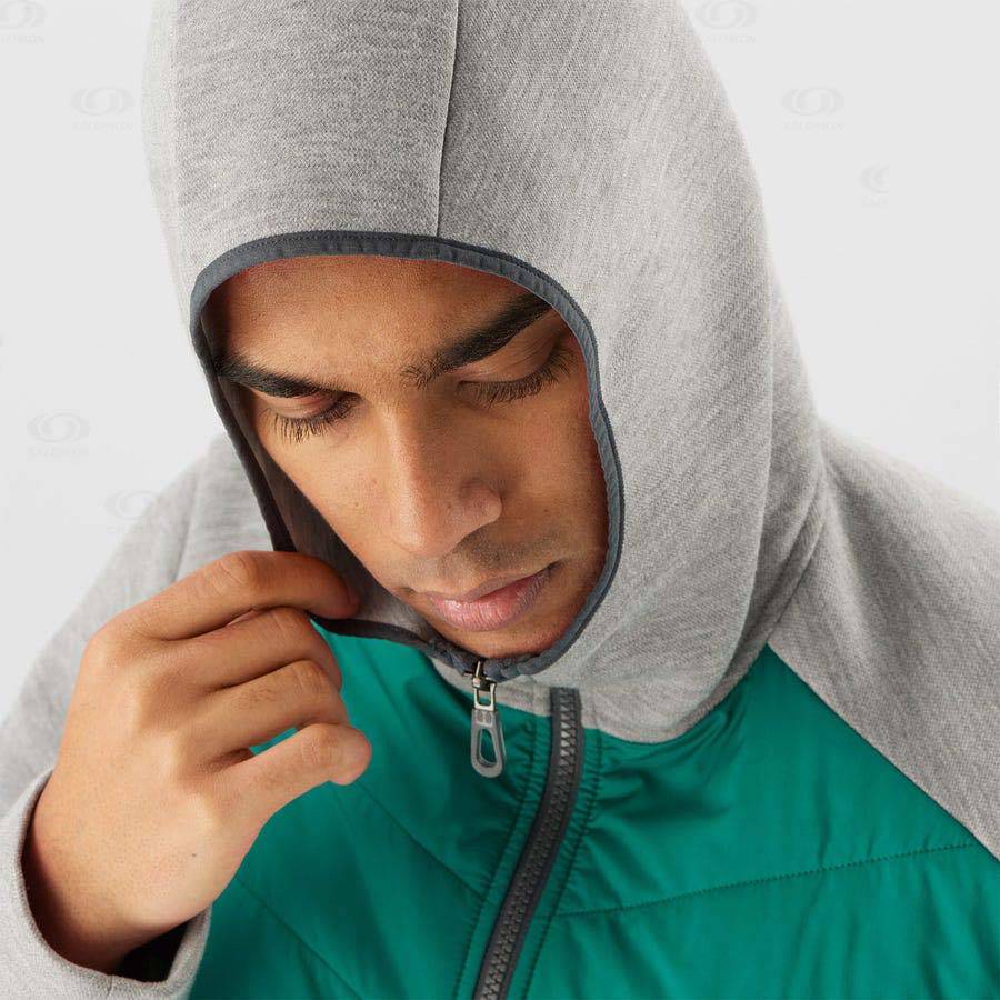 Pánské Mikiny S Kapucí Salomon ESSENTIAL XWARM HYBRID Zelene | CZ-O1348