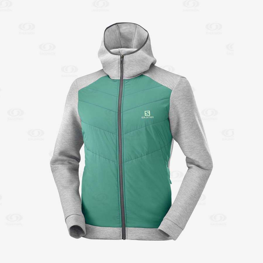 Pánské Mikiny S Kapucí Salomon ESSENTIAL XWARM HYBRID Zelene | CZ-O1348