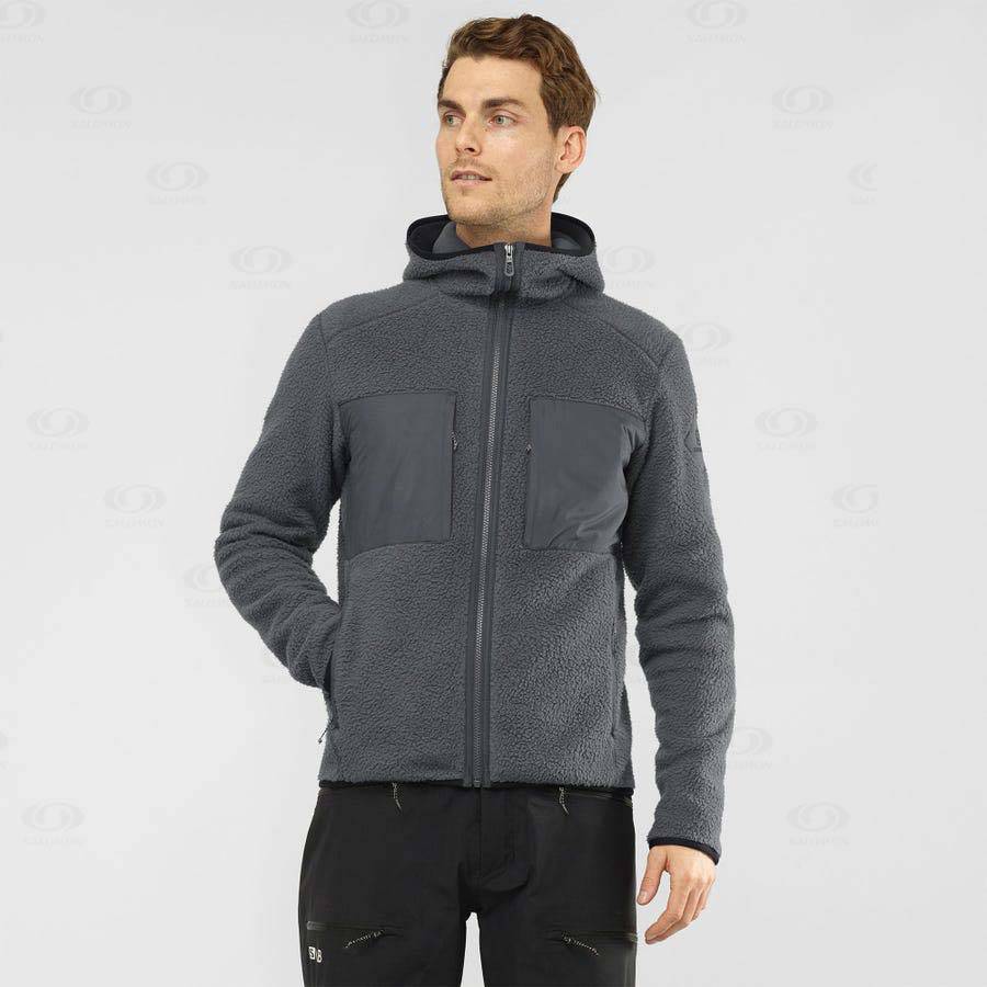 Pánské Mikiny S Kapucí Salomon ESSENTIAL WARM TEDDY Šedé | CZ-O1392