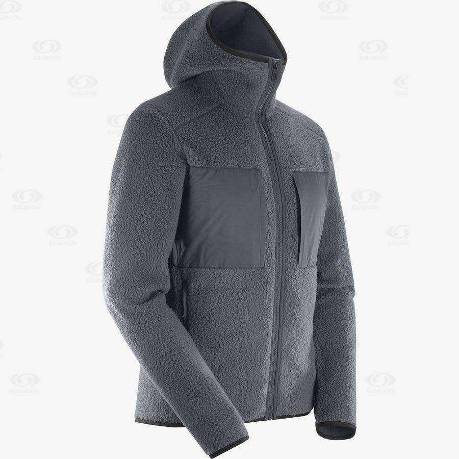 Pánské Mikiny S Kapucí Salomon ESSENTIAL WARM TEDDY Šedé | CZ-O1392